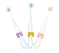 3 Pezzi Spazzolino per Bambine a Tre Lati in Plastica Fiocco | Design Adorabile e Compatto, Favorisce Buone Abitudini, per Viaggio, Uso Quotidiano e Mani Piccole