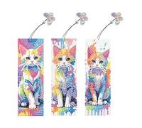 3 pezzi Special Shape Dream Catcher Cat 5D Bookmark Painting Bookmark Kit for bambini for adulti principianti (Ly825)