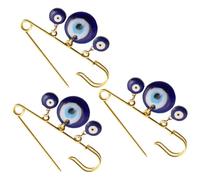3 Pezzi Spilla Ciondolo Occhio Blu in Lega, Ferro e Resina | Festival e Cappelli, Regalo per Compagni di Genitori, Forma Malocchio, Non Si Deforma
