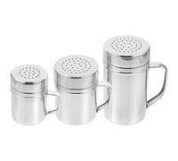 3 pezzi Spolveratore in Acciaio Inox con Coperchio e Manico, argento | Distribuzione Uniforme della Polvere, Riduce il Disordine, per Farina e Matcha, Uso Domestico e Pasticceria