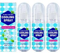 3 Pezzi Spray Rinfrescante per Il Caldo, Sollievo Immediato, Profumo Naturale Di Menta, Spray Portatile Da 50 Ml, Previene I Colpi Di Calore, Per Viso E Corpo, Sport All'aria Aperta