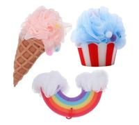 3 Pezzi Spugna Doccia Gelato Arcobaleno, Cartone | PE e Spugna, Delicata sulla Pelle, Lavabile per Bagno e Pulizia del Corpo, per Amici e Famiglie