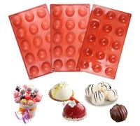 3 Pezzi Stampi a Cupola di Semisfera, 15 Cavità Stampo Sfera Silicone, Antiaderenti Stampo silicone Sfera, Stampi In Silicone per Dolci per Realizzare Bombe Cioccolato, Torte, Budini, Mousse a Cupola