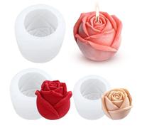 3 Pezzi Stampi in Silicone per Candele a Forma di Rose,Rose Fiori in Silicone 3D,Rose Stampi per Candele Stampi per Sapone,Rose Fiore Silicone Stampo,per Candele Profumate,Sapone,Cioccolato,Torta