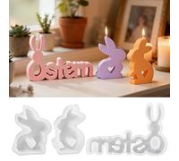 3 Pezzi Stampi in Silicone per Conigli Pasquali, Stampi in Silicone per Candele Pasqua,stamp-i in silicone Conigli con Cuore,Stamp-i in Silicon-e 3D per Conigli-o per Gesso Candele Sapone Artigianato