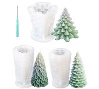 3 Pezzi Stampi per candele di Natale, Stampo in Silicone per Albero di Natale 3D, Atampi per Candele Natalizie, Stampi in Silicone per Candele, Stampo Silicone Natale, per Candele Profumate, Sapone
