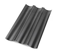 3 Pezzi Stampo per Baguette - Teglia per Baguette 38x24,5x2,2 cm - Acciaio al carbonio per uso alimentare - Rivestimento antiaderente - Perfetto per panetterie e uso domestico (Nero)