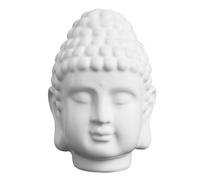 3 Pezzi Statua Buddha In Resina Pietra Arenaria Bianco Opaco