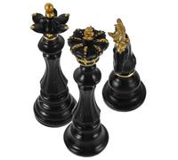 3 pezzi Statua di Scacchi Decorativa in Resina Nera per Tavolo e scuola | Stile Classico Elegante, Adatta a Vetrine e Librerie, per Insegnanti e Collezionisti