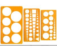 3 Pezzi Stencil Circolare, Modello circolare Modello in plastica, Arancione Curvilinee Per Disegno Tecnico, stencil geometrici in plastica, righello circolare per disegnare, misurare e progettare