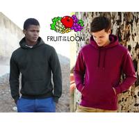 3 PEZZI STOCK Felpa FRUIT OF THE LOOM cappuccio gr 280 HOODED sweat NO ZIP