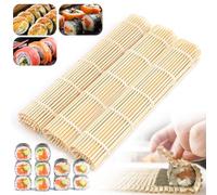 3 Pezzi Stuoia per Sushi, Tappetino in Bambù Naturale per Arrotolare il Sushi per Principianti