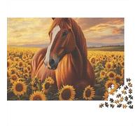 3 Pezzi Sunflower Field Horse Set Di Biancheria Da Letto Con Stampa 3D in Microfibra Con Chiusura A Strappo Natural Landscape Art Style Per Tutte Le Stagioni Per Ragazzi E Ragazze 70x50cm/1000pcs