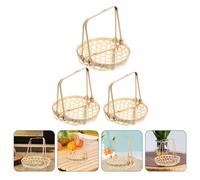 3 pezzi supporto per snack in bambù cestino per frutta vassoio per alimenti in