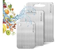 2 Pezzi Tagliere Acciaio Inox, Tagliere in Acciaio Inossidabile 316, Tagliere in Titanio Multifunzione, Tagliere Cucina per Uso per Carne, Frutta, Verdura(39 * 27cm+34 * 23cm+25 * 15cm)