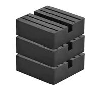 3 Pezzi Tampone in Gomma Quadrato per Sollevatore e Cavalletto Auto | Design a Blocco Scanalato, Riduce Vibrazioni e Aumenta Sicurezza, Colore Nero, per Officina e Garage