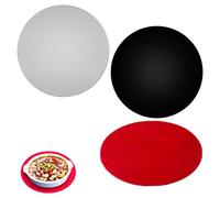 3 Pezzi Tappetino per Forno a Microonde Tappetini in Silicone per Microonde Tovaglietta Multiuso Rotonda per Cucina Tavolo da Pranzo, Rosso+Nero+Grigio, 30cm