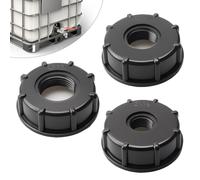 3 Pezzi Tappo Adattatore IBC 3/4",1/2",1" IBC Adattatore per Serbatoio di Acqua S60X6 Filettatura Interna Connettore per Serbatoio dell'Acqua IBC Raccordo in Plastica per 1000 L(Nero)