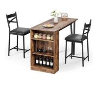 3 pezzi tavolo da pranzo, tavolo e 2 sedie da bar, set di tavolo e sedie scandinavi per cucina, soggiorno, tavolo da bar e sedie, marrone