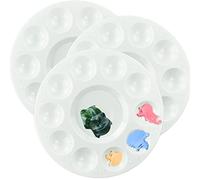 3 Pezzi Tavolozza per Pittura, Tavolozze Rotonda in Plastica Rotondo Vernice Vassoio, Pallet da Pittura, per Pittura Acrilica, Olio, Acquerelli, Fai da Te, Tavolozze, Colore Bianco
