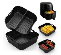 3 Pezzi Teglie in Silicone per Air Fryer Contenitori, Accessori Friggitrice ad Aria per Cosori 4.7L - 6.5L, Teglie per Fritti ad Aria Riutilizzabili per Ninja Max Pro 180EU 6.2L, Tefal