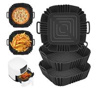 3 Pezzi Teglie in Silicone per Friggitrice ad Aria,Accessori Friggitrice ad Aria,Teglia Cestello Accessori per Air Fryer,Silicone Contenitori Riutilizzabile per Friggitrice ad Aria