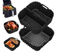 3 Pezzi Teglie Silicone per Friggitrice ad Aria, 19-23cm Contenitori Friggitrice ad Aria Accessori per Cosori 5,5L/6L/6,2L, Philips 2000 NA230 6,2L, Teglia in Silicone per Air Fryer Contenitori