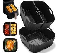 3 Pezzi Teglie Silicone per Friggitrice ad Aria, 22-25CM Quadrata Teglie Cestino Accessori per friggitrici per Russell Hobbs XXL 8L/8,3L, Moulinex 6,5L/7L/7.5L, Cecotec 8L, Princess 8L, Tristar 8L