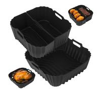 3 Pezzi Teglie Silicone per Friggitrice ad Aria, Contenitori per Friggitrice ad Aria, per Cosori 6L/5,5L, Philips 6,2L, Ninja AF181AF180AF141AF140, Riutilizzabile Teglie per Friggitrice ad Aria