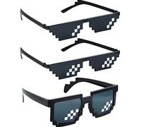 3 Pezzi Thug Life Occhiali da Sole, Occhiali da Sole Thug Life, Occhiali Da Sole Pixel Di Plastica, Occhiali Da Sole Pixel Divertenti, Plastica Occhiali Mosaico, per Viaggi, Fotografia, Feste a Tema