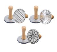 3 Pezzi Timbro per Biscotti, Stampo per Biscotto in Metallo con Manico in Legno, Formine per Biscotti per Pane, Muffin Fai Da Te, Set Timbri per Torte, Diametro 7.7/6 cm