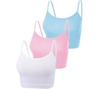 3 Pezzi Top a Canotta con Spalline Sottili Sport (Rosa, Blu, Bianco, S)