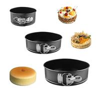 3 Pezzi Tortiera Apribile Tortiere rotonde con fondo rimovibile Tortiera a Cerniera Stampo per Cheesecake Torte e Quiche Torte