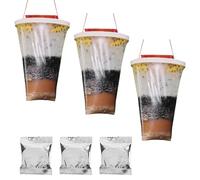 3 Pezzi Trappola Acchiappa Mosche Zanzare Esterno Interno Kit, Cattura Mosche con Alimenti, per Giardino, Casa, Cucina, Zanzare, Esterno, Interno