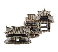 3 Pezzi Tre Piccole Pagode in Ottone Oro, Decorazione Vintage Zen Asiatica | Resistente All’acqua e Agli Agenti, Finitura , per Acquari, Terrari e Centrotavola