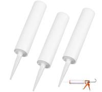3 Pezzi Tubo di Calafataggio Vuoto Bianco 300ml per Pistola | Plastica, Beccuccio Tagliabile e Fondo a Pistone, Ricaricabile per Fughe Piastrelle e Finestre