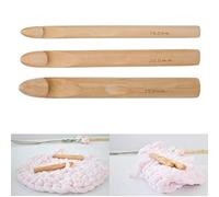 3 pezzi Uncinetti di legno, uncinetto per legno grande e spesso strumento per tessere ferri maglia in legno gancio filato gigante per regalo kniiting (15mm 20mm 25mm)