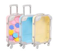 3 Pezzi Valigia da Viaggio in Miniatura, 12,5 x 8 x 3,5 cm Valigia in Miniatura, Rosa Blu e Gialla Mini Valigetta da Viaggio, Scatola Regalo Mini per le Vacanze e Buono Viaggio