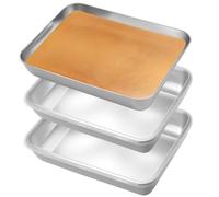 3 Pezzi Vaschette per il Panierstraße, Teglie per Impanatura in Acciaio Inox, Piatto per Impanatura, Vassoio Acciaio Inox, Vaschette Ciotole per Impanare Fette di Carne Pesce (25,5 x 20 x 5,5 cm)