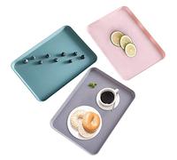 3 Pezzi Vassoi Servizio Rettangolari Plastica, Vassoi Plastica, Vassoio Rettangolare, Rettangolo Forma Cibo Vassoi, Antiscivolo, per Cucina, Sala da Pranzo, Bar, Hotel, 3 Colori(Rosa, Blu, Grigio)