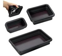 3 Pezzi Vassoio Magnetico Vassoio Pieghevole, Accessori da Officina per Piccoli Bulloni, Viti, Dadi, Rondelle e Altri Strumenti di Piccole Parti, Vassoio in Silicone Porta Attrezzi (Nero)