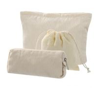 3 Pezzi Velluto a Coste Borsa Porta, Pochette Trucchi con Cerniera Donna, Mini Pochette Donna da Borsa Piccola, Trousse da Toilette Piccol, Trousse per Trucco Viaggio, Borsa Makeup Organizer (Blanco)