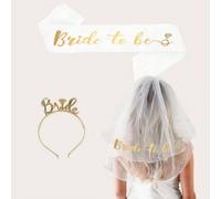 3 pezzi Velo usa e getta per addio al nubilato con laccio per le spalle e fascia per la sposa Tagli Unica,Velo - Sposa in arrivo + fascia 7 pezziAcrilica