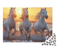 3 Pezzi White Horses Galloping Set Di Biancheria Da Letto Con Stampa 3D in Microfibra Con Chiusura A Strappo Wild Nature Scene Style Decorazione Per La Camera Da Letto Per Bambini,Ragazzi E Ragaz 38x2