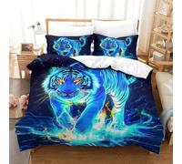 3 Pezzi White Tiger Set Di Biancheria Da Letto Con Stampa 3D in Microfibra Con Chiusura A Strappo Decorazione Per La Camera Da Letto Per Ragazzi E Ragazze Super King(260x220cm)