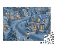 3 Pezzi Winter Village Scene Set Di Biancheria Da Letto Stampa 3d in Microfibra Copripiumino Con Cerniera Christmas Lights Glowing Style Decorazione Per La Camera Da Letto Per Bambini,Ragazzi E Ragaz