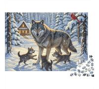 3 Pezzi Winter Wolf Family Set Di Biancheria Da Letto Con Stampa 3D Morbida Microfibra Copripiumino Con Cerniera Artistic Snowscape Illustration Per Tutte Le Stagioni Per Bambini,Ragazzi E Ragaz 38x26
