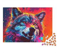 3 Pezzi Wolf Art Print Set Di Biancheria Da Letto Con Stampa 3D in Microfibra Con Chiusura A Strappo Vibrant Pop Art Style Decorazione Per La Camera Da Letto Per Bambini,Ragazzi E Ragaz 70x50cm/1000pc