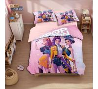 3 pezziK-Pop Demon Hunters Set di biancheria da letto senza chipless stampato Multi dimensioni Comoda decorazione per biancheria da letto per camera da letto Lavabile in lavatrice