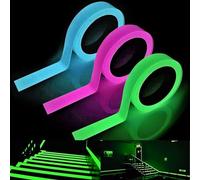3 Pezzis Nastro Luminoso Adesivo, Nastro Bagliore Nel Buio, Nastro Fluorescente Adesivo, Reattivo Gaffer Tape, Nastro Fluorescente Neon, per Scale, Pareti, Gradini e Cartello di Uscita